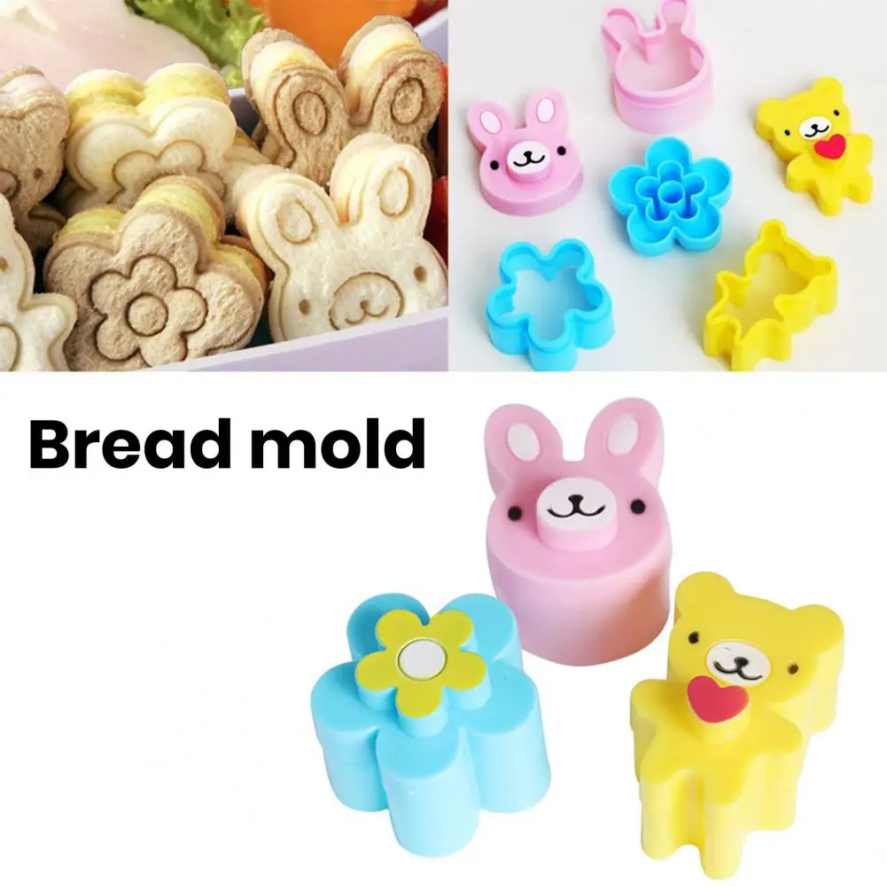 

3Pcs Sandwich Mold Bread Cutter Cute Cartoon Rabbit Bear Flower Kids Breakfast Lunch DIY Bento Toast Rice Ball Press Mould Cutti