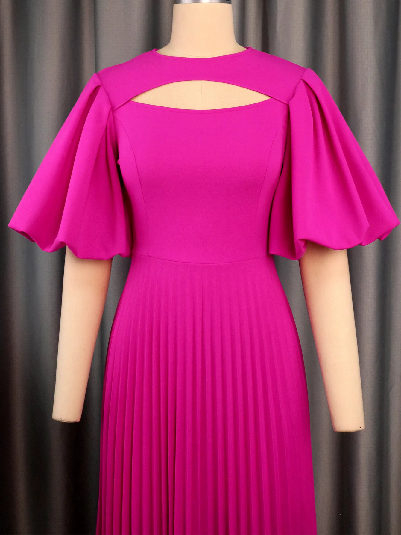 Plus Size Pleated Prom Dress Chubby Women Puff Sleeve Luxury Cloth Female Long Robe 2023 Summer Trendy Elegant Evening Dress