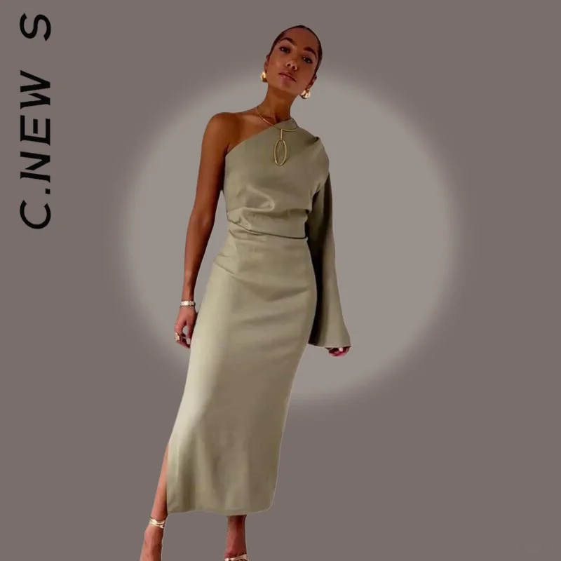 C. Новое сексуальное длинное платье с длинным рукавом модное для отдыха дешевое