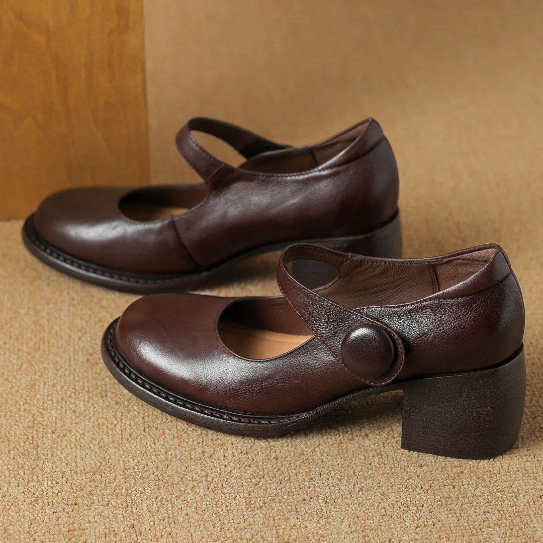 Туфли-лодочки женские из воловьей кожи мягкая удобная Всесезонная обувь в стиле