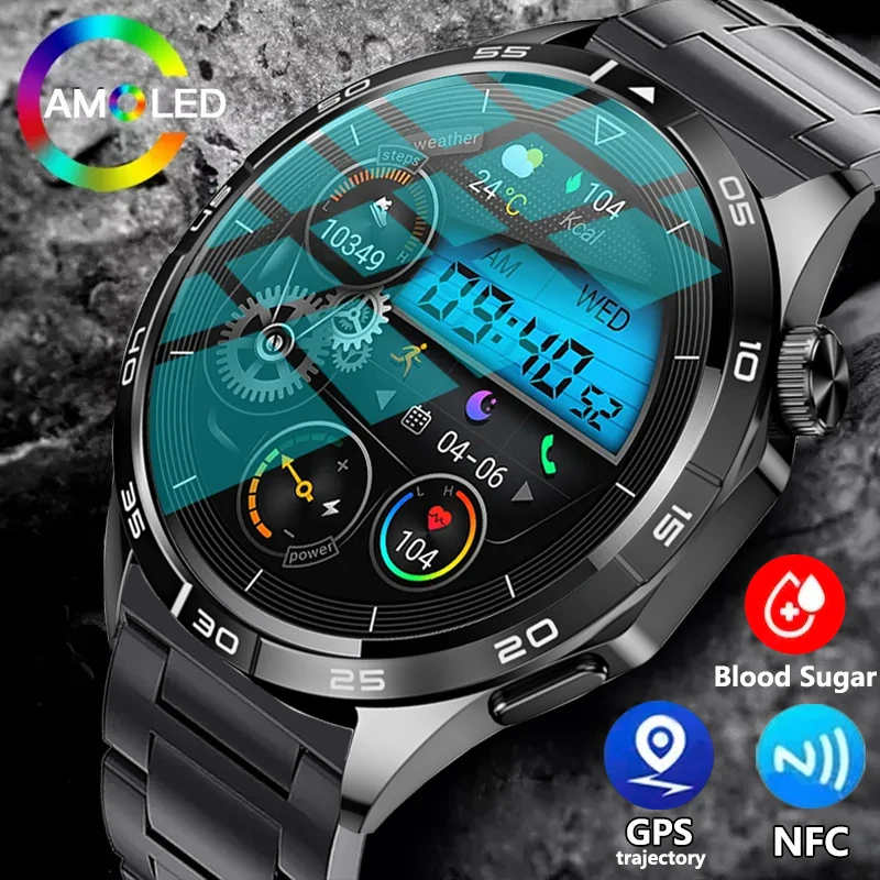 

For Huawei Xiaomi NFC Smart Watch Men GT4 Pro AMOLED 466*466 HD Screen Heart Rate Bluetooth Call GPS IP68 Waterproof Smartwatch