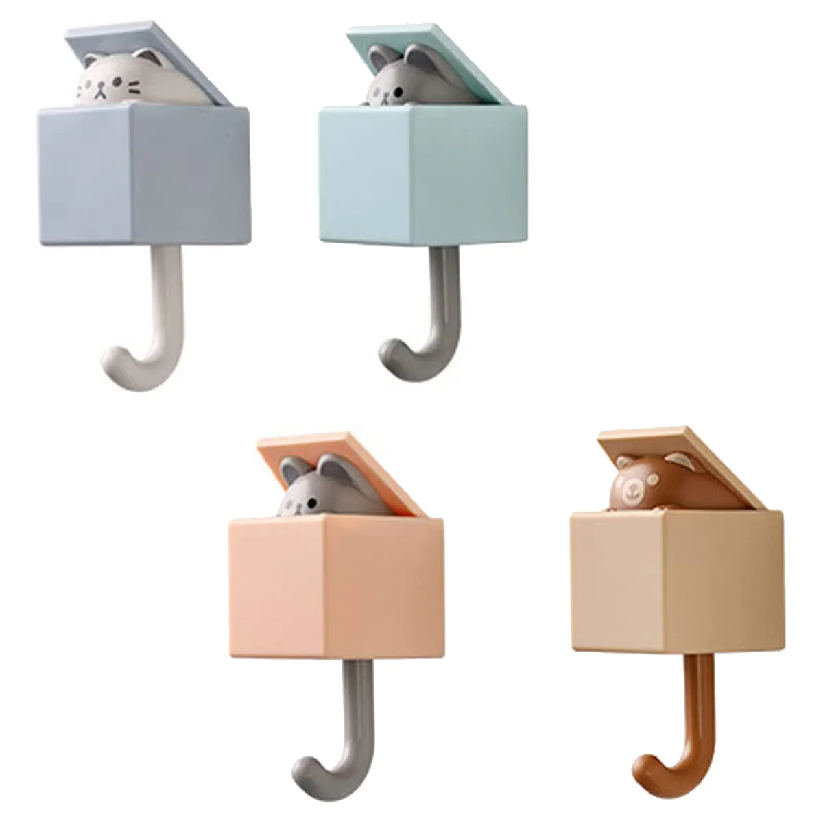

4 PCS Creative Adhesive Coat Hook, Cute Cat Key Holder Hook, Cute Pet Hooks for Coat, Scarf, Hat, Towel, Key, Pet