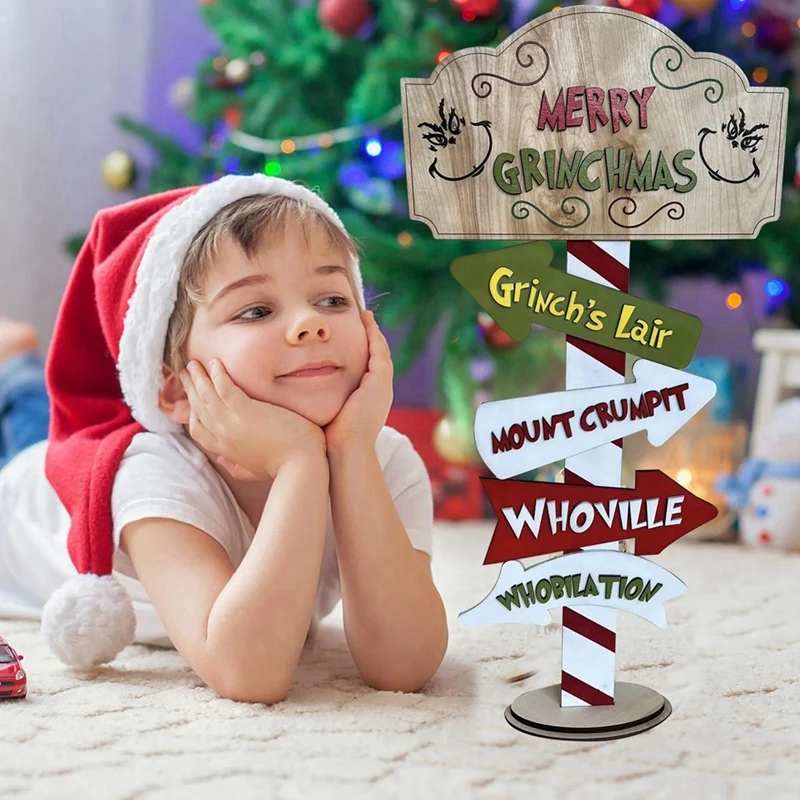 Рождественский деревянный декор милый стоячий строительный блок настольный