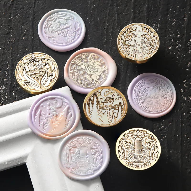 1 шт. печать на голове воске в стиле ретро металлическое растение цветов