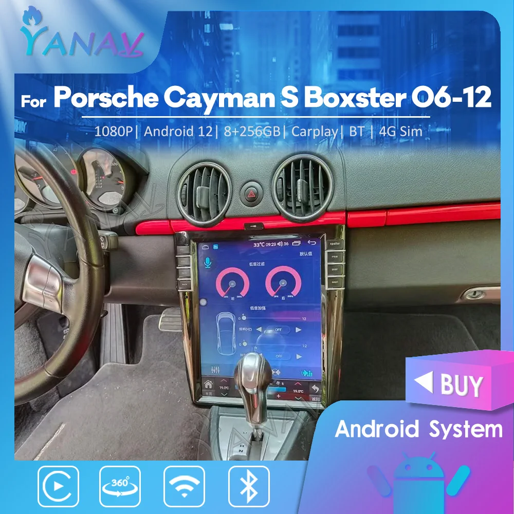 

8G 256GB Android 12 Car Radio For Porsche Cayman S Boxster 987 911 997 06-12 Tesla Screen Auto Stereo Multimedia Player Carplay