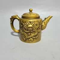 6 chinese folk collection brass patina dragon and phoenix kettle teapot tea jar gather fortune ornament town house exorcism