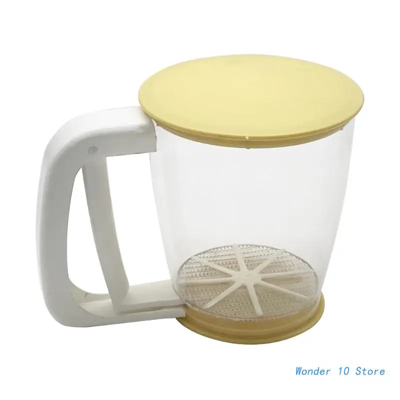 

Plastic Semi-Automatic Flour Sifter Hand-held Cup Flour Sifter Strainer Powder Mesh Sieve Baking Supplies Tools with Lid