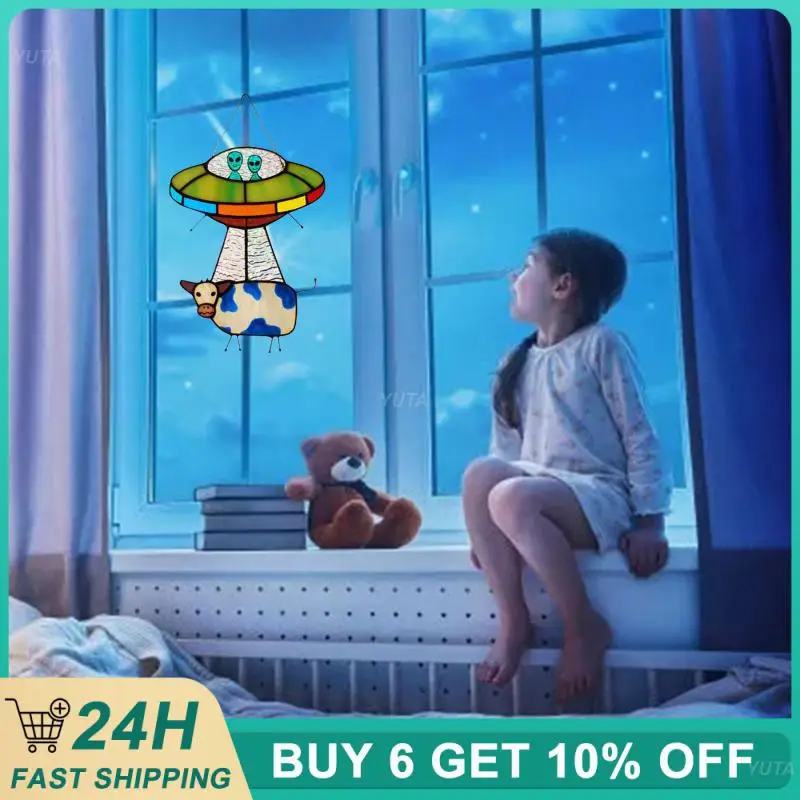 

Garden UFO Alien Chimes Pendant Creative Waterproof Home Outdoor Hanging Decor Wind Chimes Kraft Paper Plywood Garden Ornament
