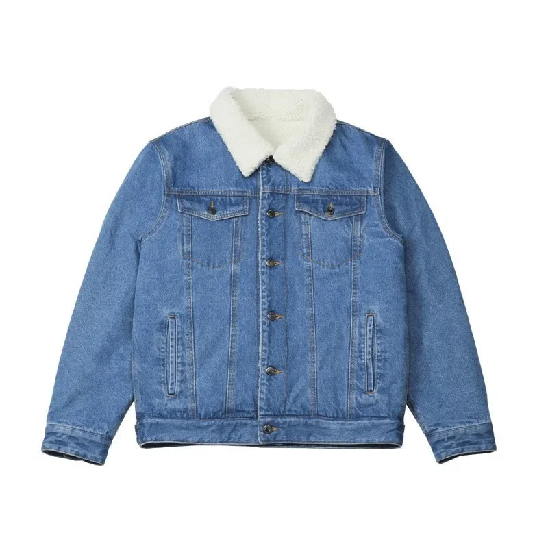 Men's Denim Jacket 2019 New Style Thickened Fleece Lined Lamb Wool Cotton Coat Cotton-Padded Korean Version Slims Smooths |