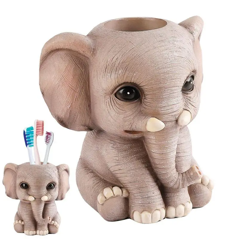 

Pencil Holder Cute Elephant Animal Pen Container Box Desk Decoration Office School Organizer Makeup Brush Container