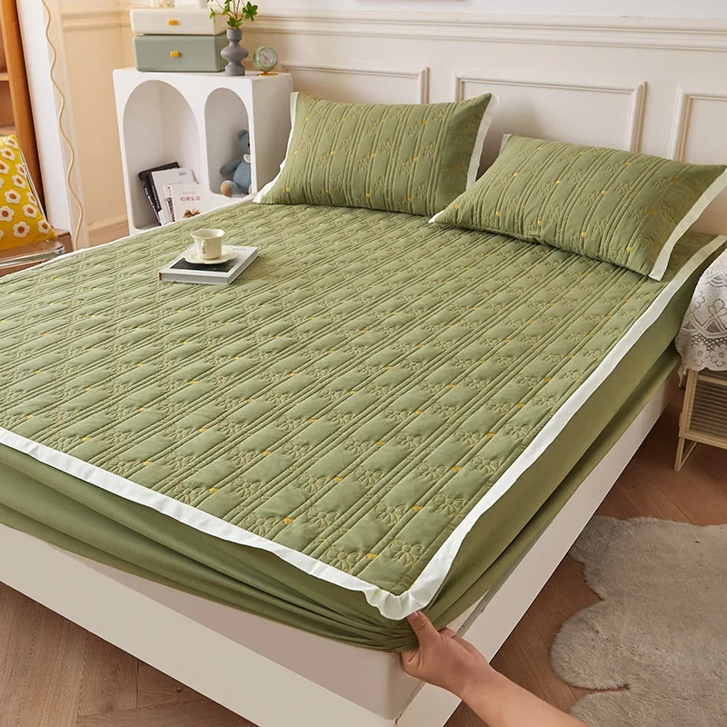 

Стеганый водонепроницаемый чехол для матраса, рельефное постельное белье, защита матраса, антибактериальная натяжная простыня без наволочки