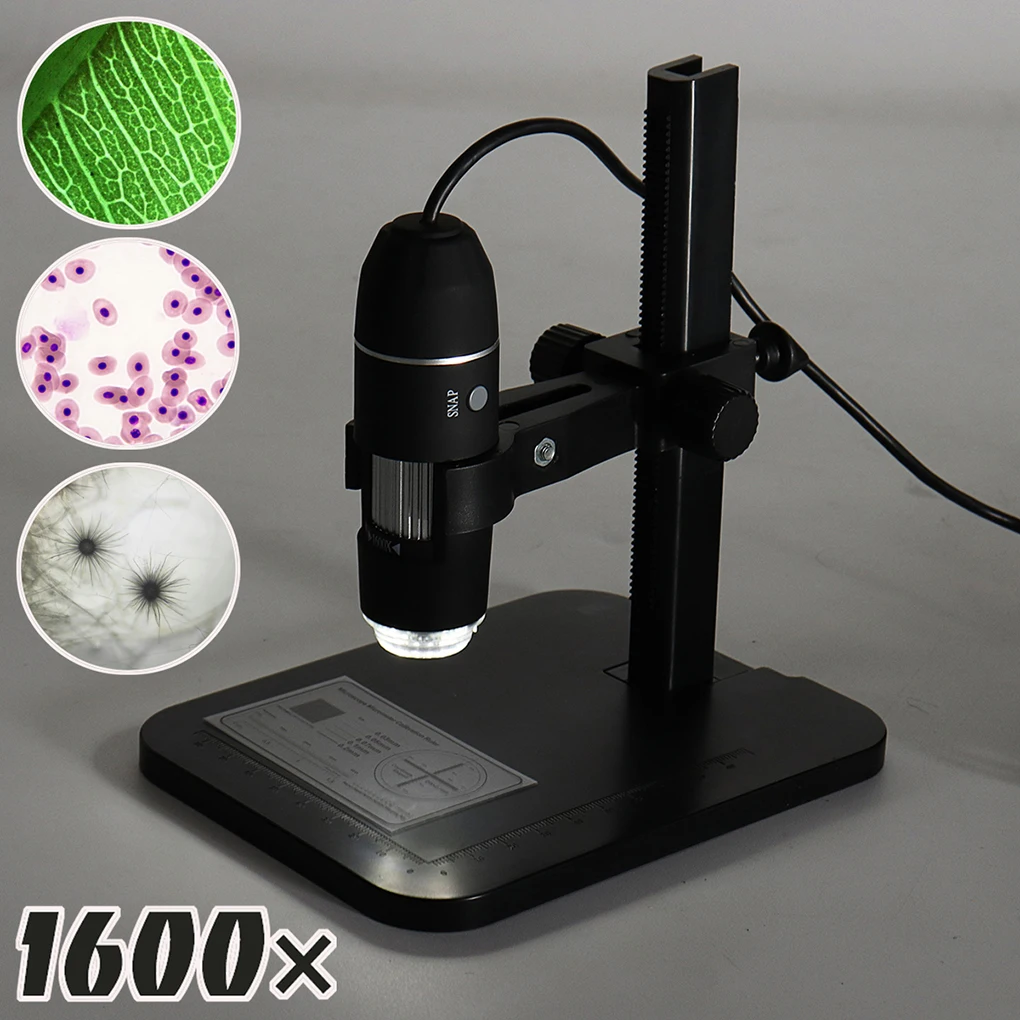 

1600x 8LED USB Digital Microscope Handheld Electronic Microscope Measuring Ruler Camera Magnifier 24bit