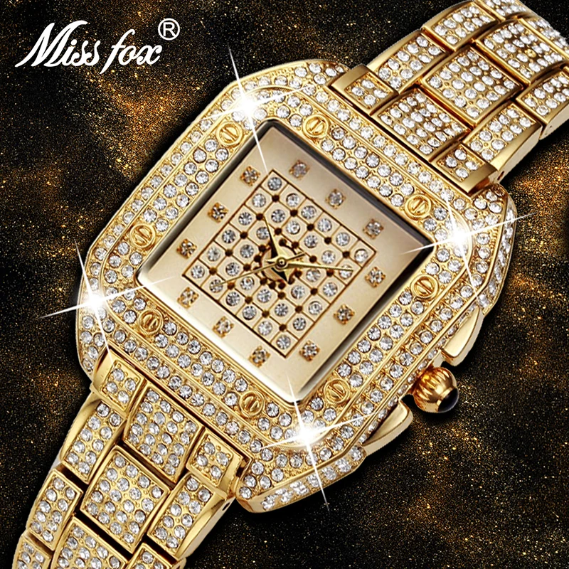 Famous Brand Women Rectangular Watch Classic Elegent Diamond Iced Out Waterproof Female Watches Present Relogio Feminino Gifts