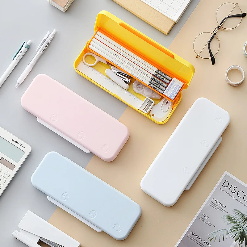 

Simple Double-Layer Pencil Case Primary School Multi-Function Pencil Case Desktop Stationery Storage Box Pen Case