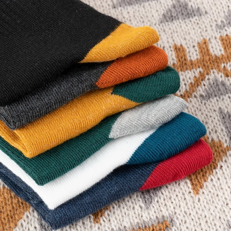 Men Socks Thickened Warm Breathable Sports Socks Multi-color Autumn Winter Casual Men High Quality Middle Tube Ear-lifting Socks