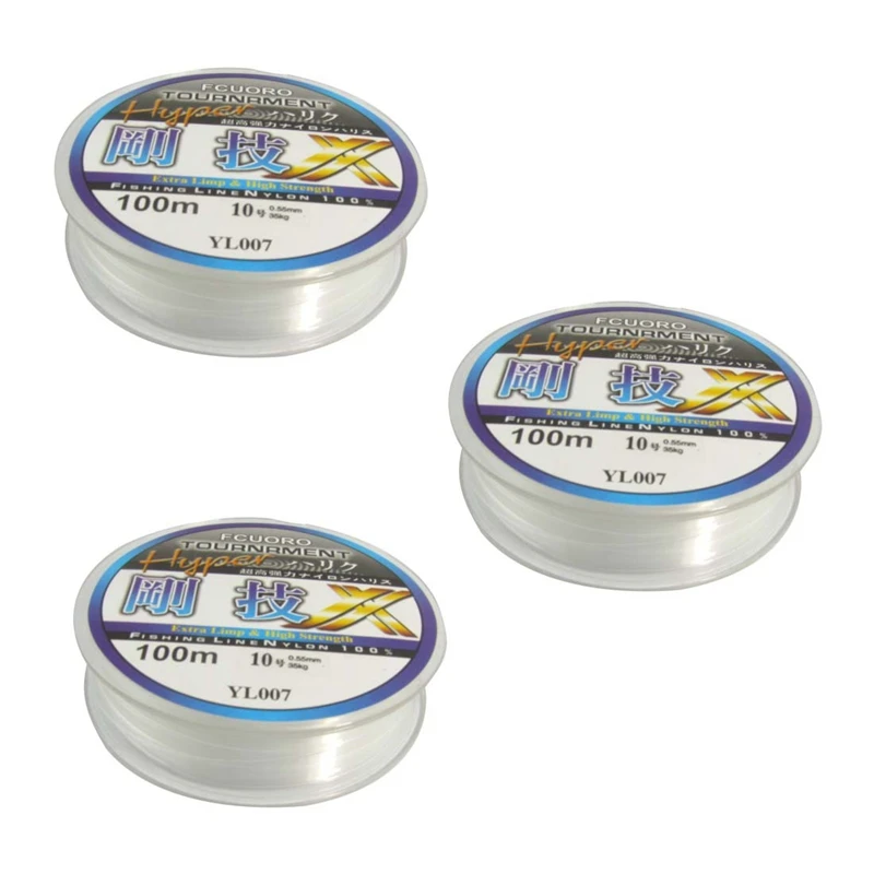 

3Pcs 10 0.55Mm Diameter 100M Thread 35Kg 77.1Lb Fishing Line Spool