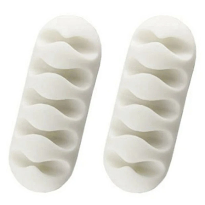 5-Clip Cable Holder Silicone Cable Organizer USB Winder Management Clips Holder for Mouse Earphone Headset Etc -White