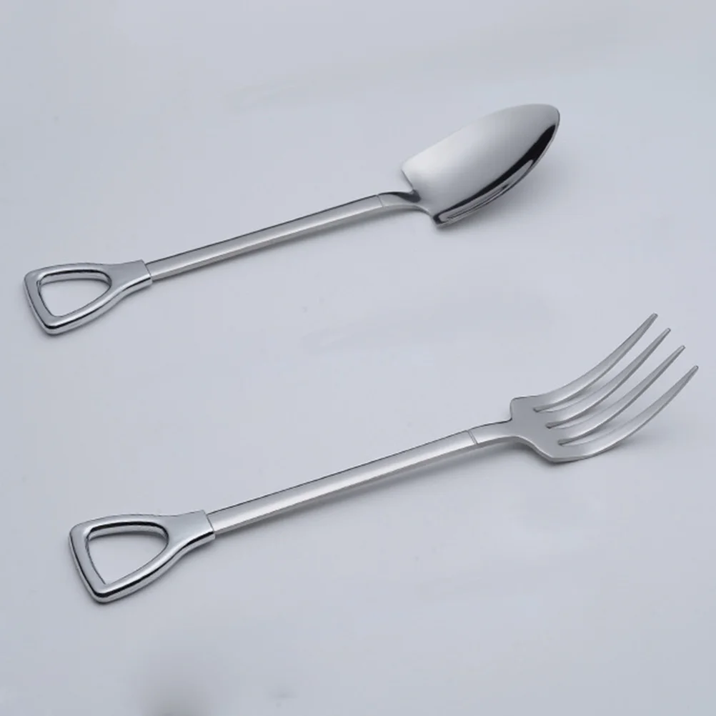 

Gifts Set Dinner Fork Stainless Steel Cutlery Convenient Fork Spoon Set Snack Fork Fruit Serving Spoon Dishes