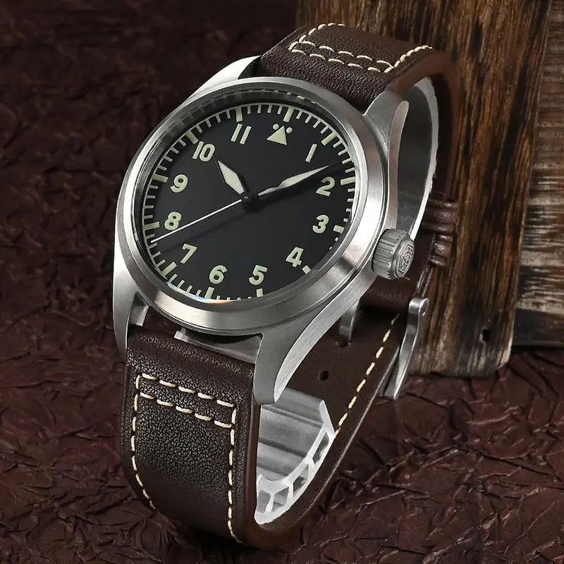 

San Martin Retro Pilot Watch For Men NH35 Automatic Mechanical Men's Watches Dive 20Bar Luminous Wristwatch Sapphire SN0030G-2
