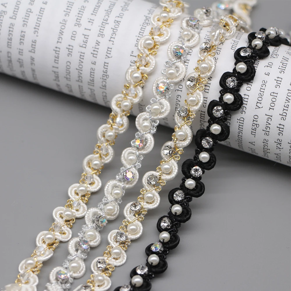 

9 Yards Beaded Rhinestone Pearl Lace Trims for Clothes Handmade Lace Trimmings and Ribbons DIY Craft Accessories Lace Fabric new