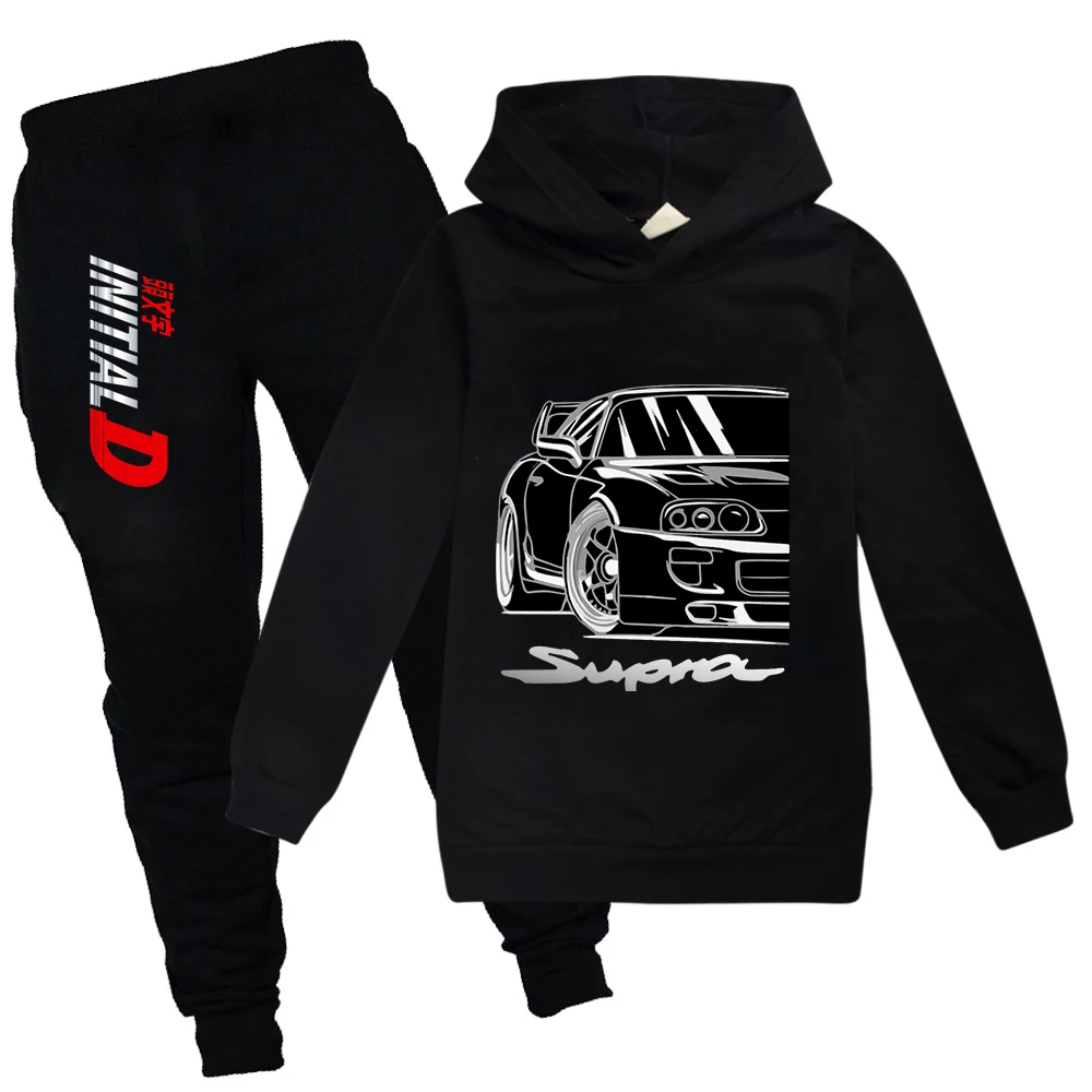 

Initial D Hoodie Kids Japanese Anime Autumn Spring Sweatshirt Girls/Boys Graphic Clothing Set Long Sleeve Suit Casual Tops 2-15Y