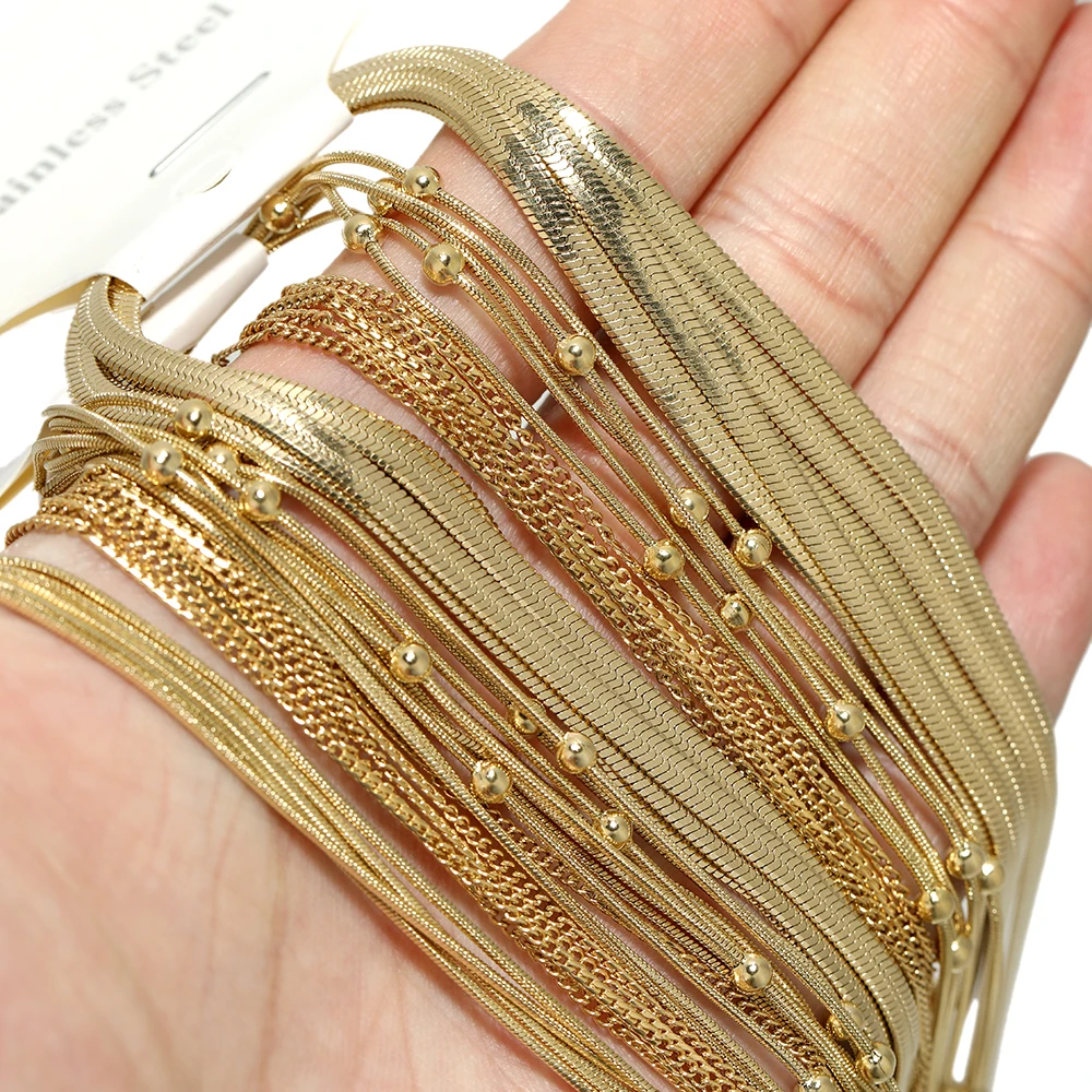 Цепочка-змейка из нержавеющей стали золотого цвета 5 шт. 40 + см | Украшения и