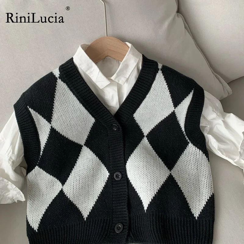 RiniLucia Children Vests Sweaters Cotton Vest Children Geometric Sleeveless Sweaters Kids Boys Girls Pullover Knitting Vest Coat