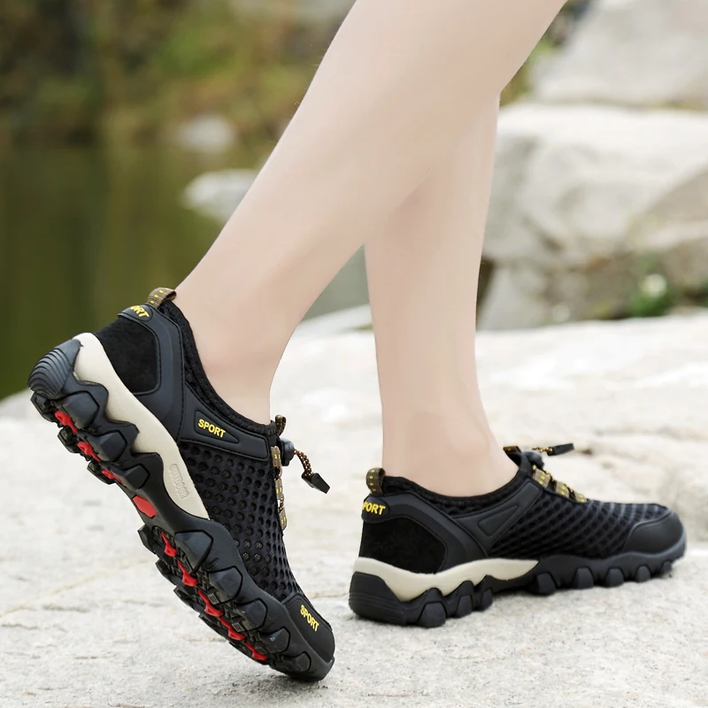 Mens Casual Summer Breathable Hiking Shoes Non-slip Outdoor Camping Jogging Sneakers Female Mountain Shoes