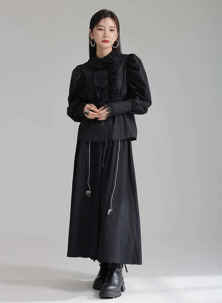 Женские рубашки в стиле ретро женские хлопковые кружевные с морщинистым