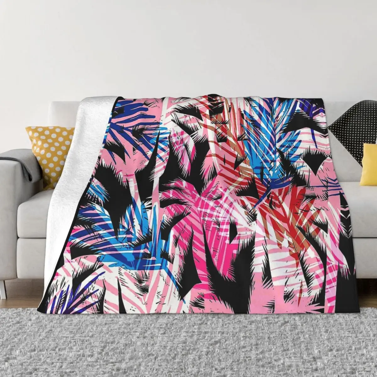 

Пальмовые деревья, натуральное пляжное одеяло, Фланелевое украшение, розовое портативное домашнее покрывало