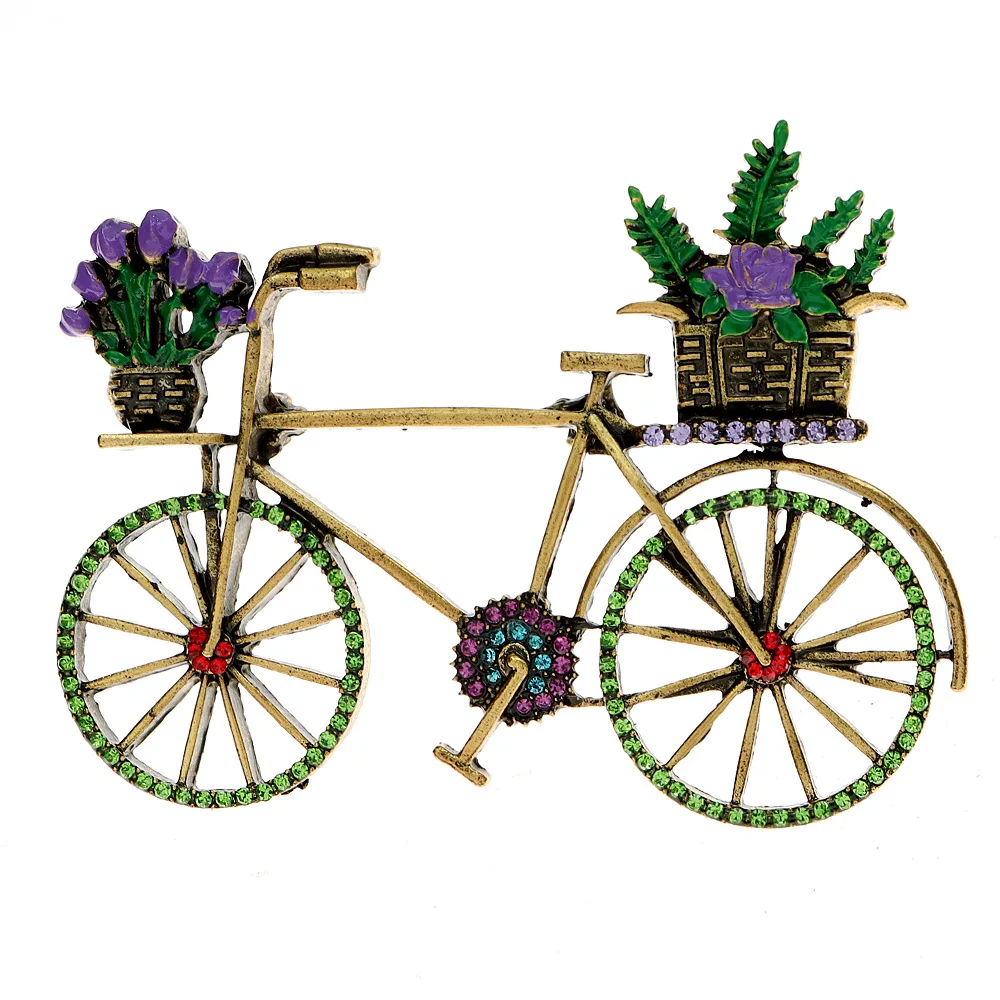

Rhinestone Bicycle Brooch Fashion Summer Bike Pin Enamel Jewelry 2 Colors Available High Quality Jewelry Gifts