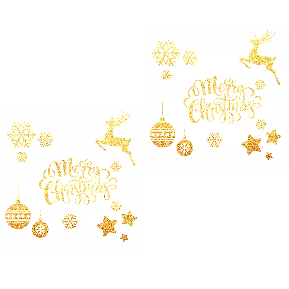 

2Pcs Christmas Wall Sticker Xmas Decorative Wallpaper Wall Mural Christmas Window Sticker Merry Christmas Sticker