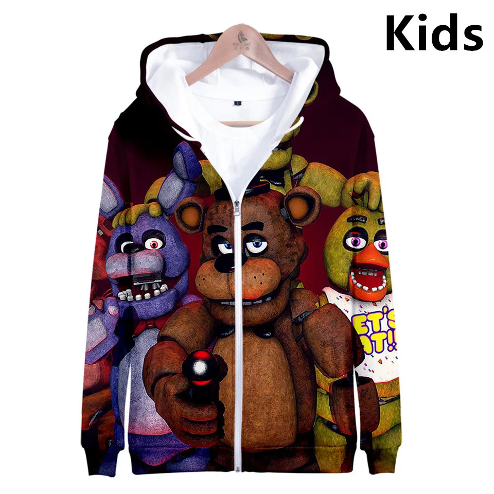 New 3 To 14 Years Kids Hoodies Five Nights at FNAF 3d Print Hoodies Sweatshirt Boys Girl Cartoon Bear Jacket Coat Children Cloth