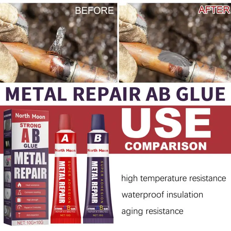Высокотемпературный клей 20 г AB для ремонта металла чугунная сталь высокая