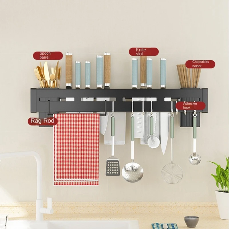 

Utensil Holder Knives Bakers Rack Knife Holder For Wall Stainless Steel Chopsticks Spoon With Hook Holds-19.7 Inches