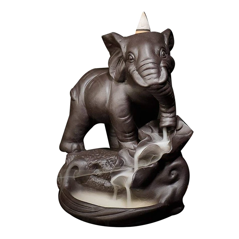 

Handmade Backflow Incense Cute Ceramic Elephant Burner Waterfall Incense Holders Home Fragrance Craft