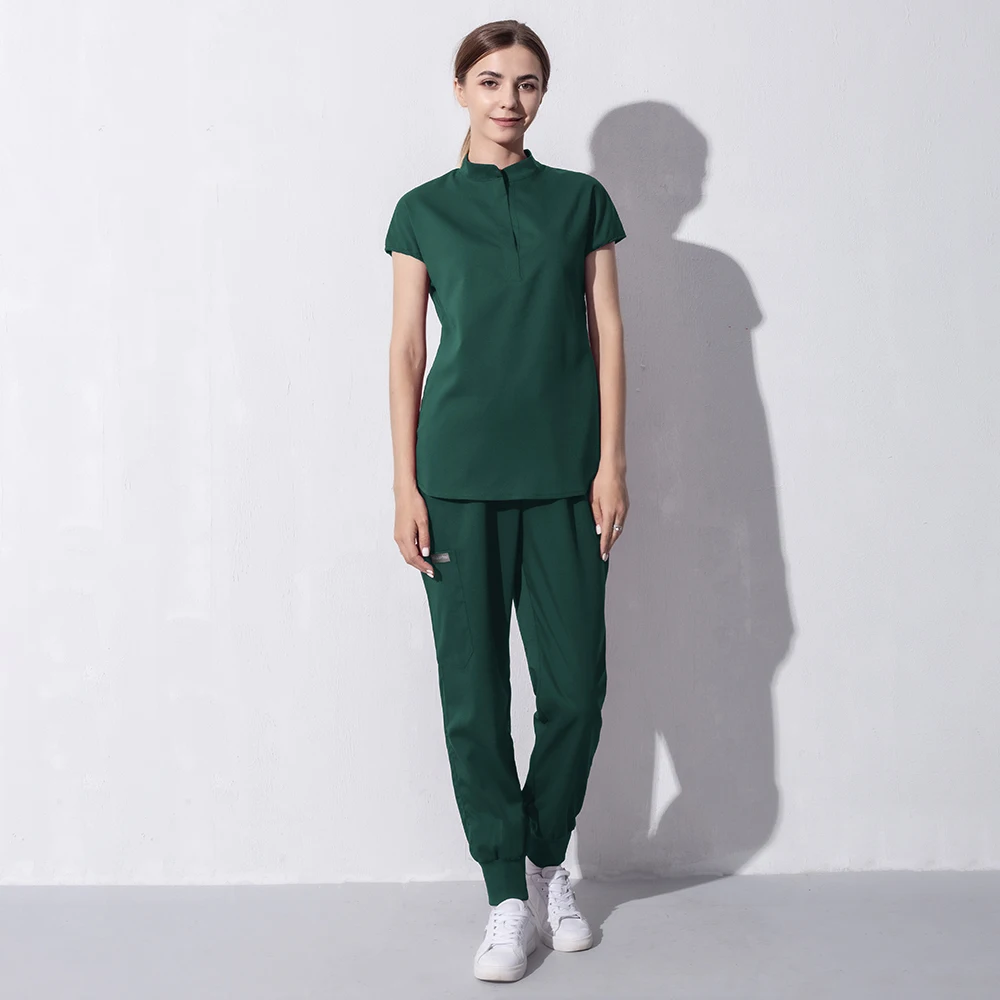 

Зеленая Больничная униформа из высококлассной эластичной ткани, одежда для ветеринарной клиники, операционной, хирургический халат, медицинская униформа, скрабы, костюм для бега