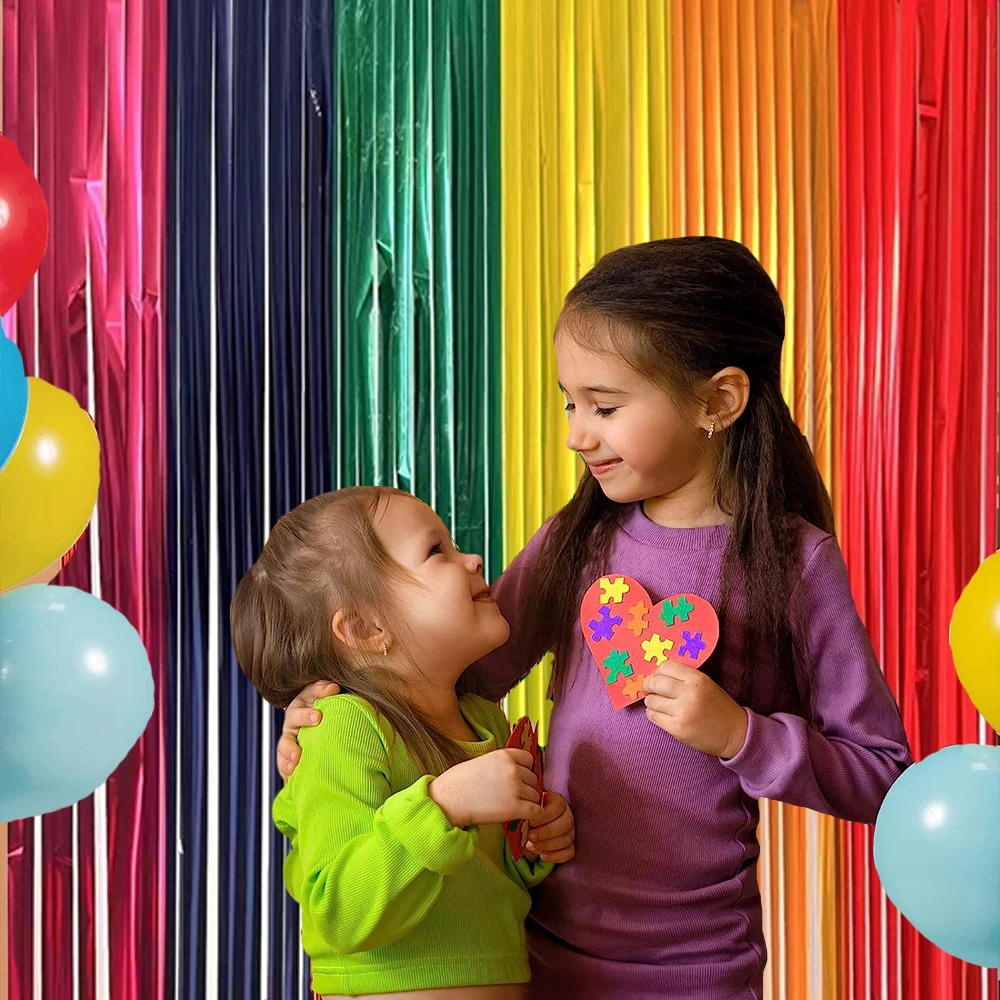 Радужные занавески с бахромой из фольги 6 цветов мишура металлические растяжки