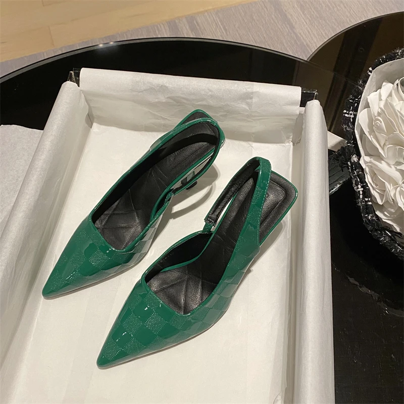 

Xibeilove Women Simple Green Slingback Pumps Summer 2022 Elegant Pointed Toe High Heels Shoes Woman Solid Thin Heel Sandals for