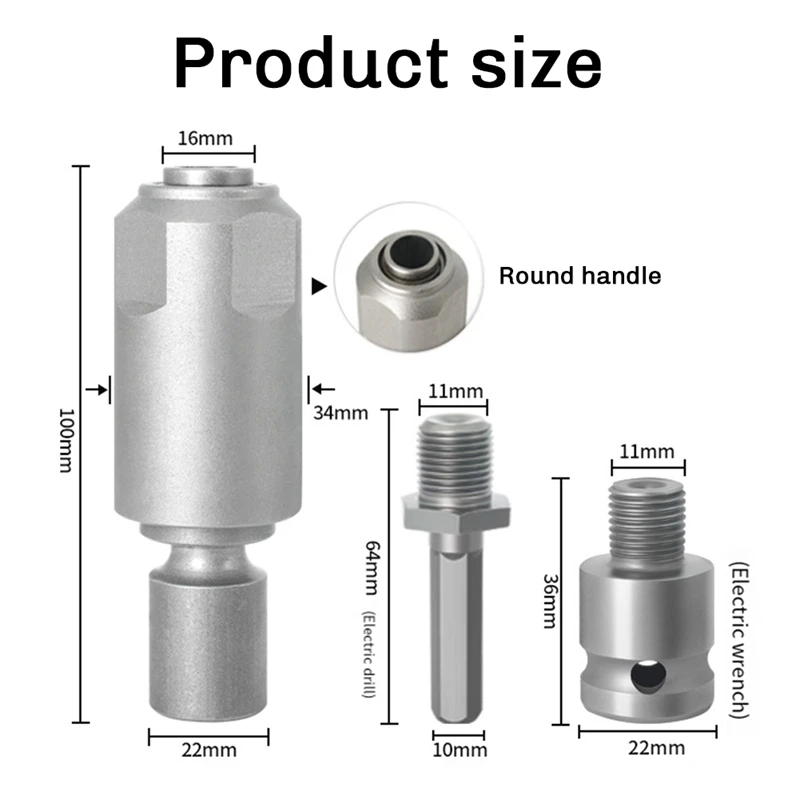 Adapter For Converting Impact Wrench To Electric Hammer 1/2 Conversion Head Connecting Rod Converts