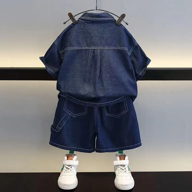 

2pcs/set 2-12 2023 Jeans Outfit Kids Boys Tops Pants Denim Casual Infant Children Outfits Years Spring Clothes + Suit Summer