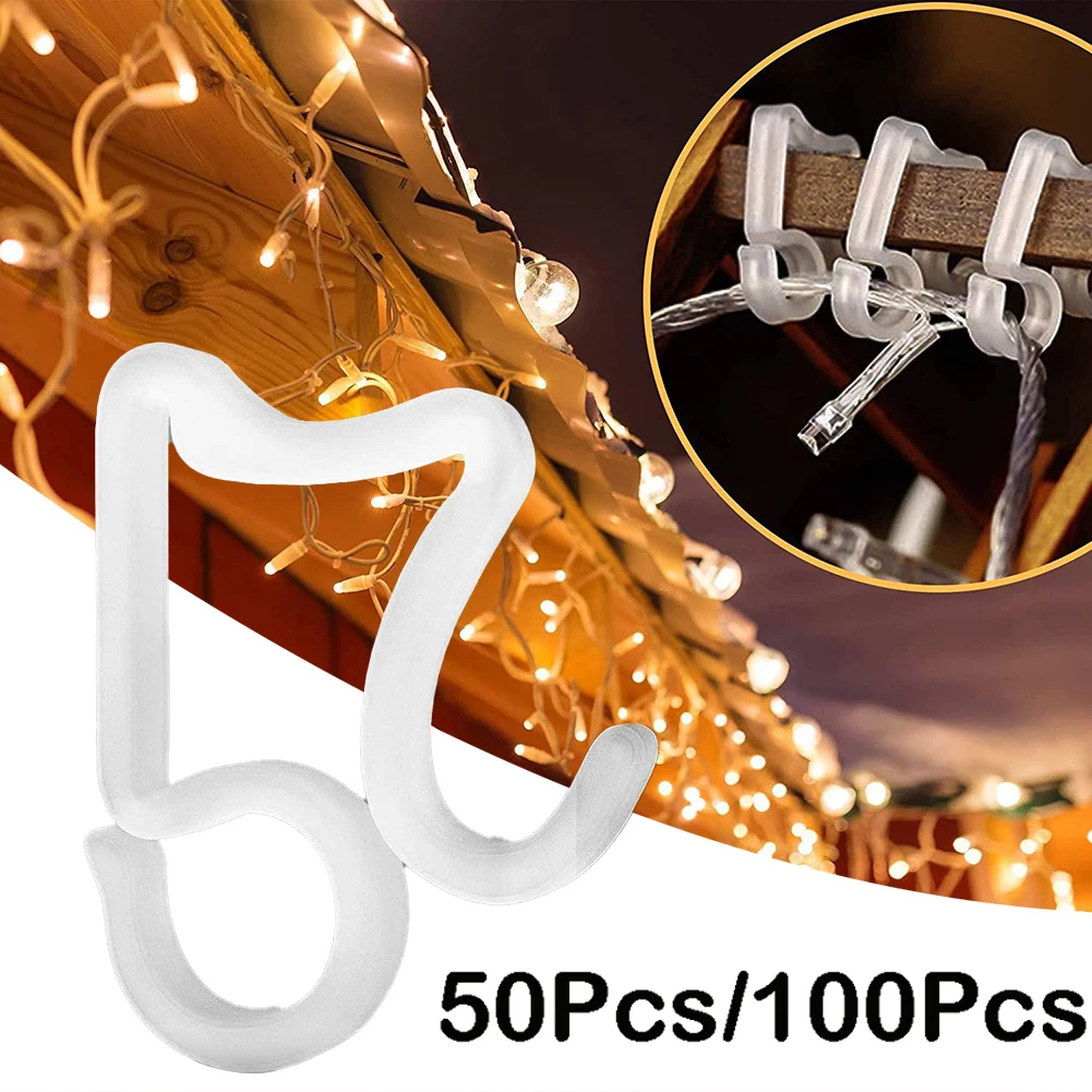 

Light Clips Gutter Hang Hooks For C3 Halloween Icicle Light New Year Decorate Rope Light Christmas Fairy Lamp 100Pcs