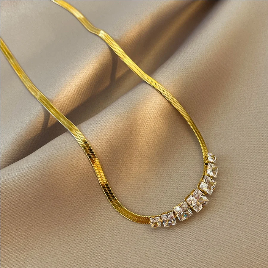 

цепочка на шею женская бижутерия 2022 чокер на шею кулоны и подвески бижутерия люкс качества Женское Ожерелье-чокер из нержавеющей стали с зо...