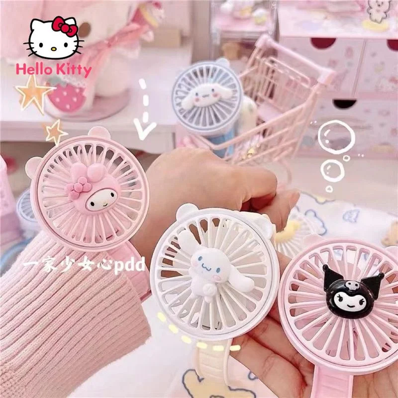 

Hello Kitty Portable Fan Watch Type Cartoon Small Fan with Strap Student Children Portable Fan Usb Rechargeable Home Outdoor
