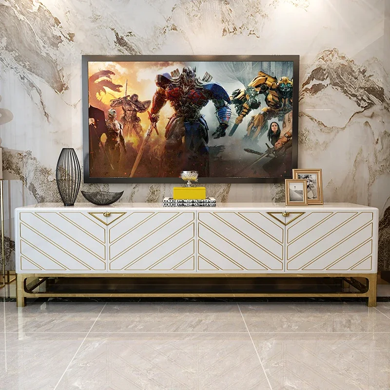 Простой постмодернистский шкаф для телевизора из нержавеющей стали краска