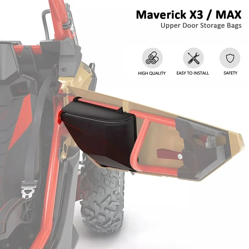 

Сумка для хранения передних дверей X3 UTV для Can am Maverick X3, Maverick X3 MAX R RR 4x4 XMR XDS 2017+ серая/красная строчка