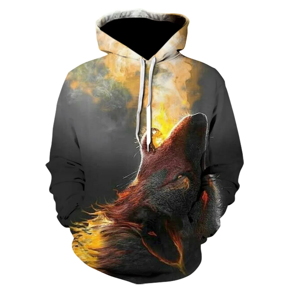 

Men's Oversized Hoodie Harajuku Street Style Hoodie Fashion 3D Printing Spring and Autumn Galaxy Wolf Animal Hoodie
