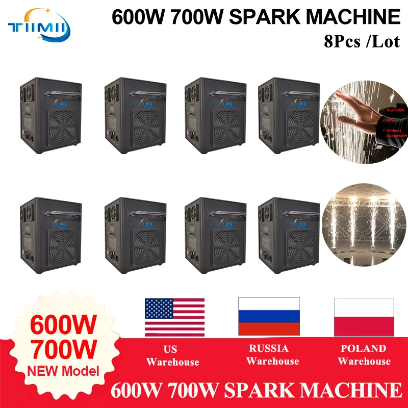 

No Tax 8Pcs 600W 700W Cold Spark Machine DMX Remote Cold Firework Fountain Stage Spark Machine For Wedding Party Show Case