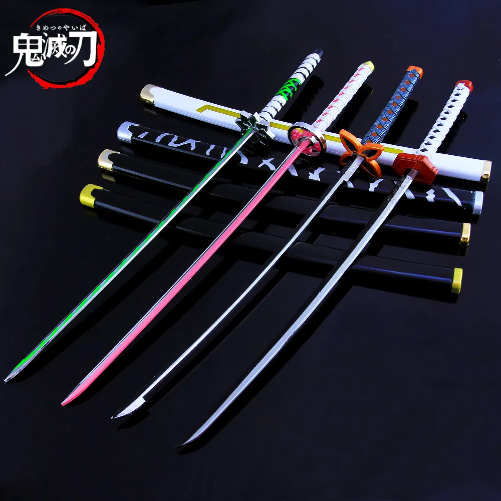 

Demon Slayer Metal Simulation Katana Tanjiro Sunwheel Knife Animation Props Weapon Model Bedroom Decoration Children's Gifts