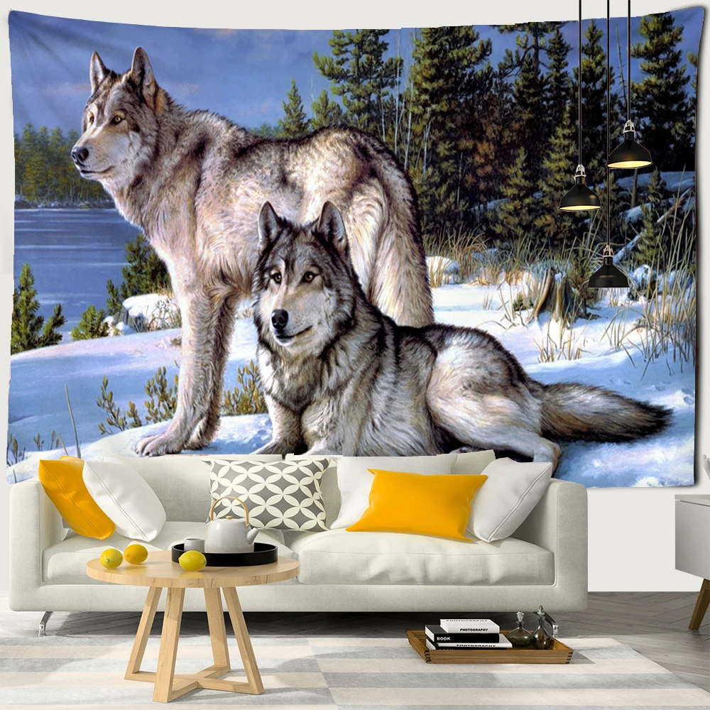 

Animals Wolf Tapestry Background Psychedelic Wall Hanging Tribal Animal Sheets Wolf Tapestry Home Decor Beach Mat